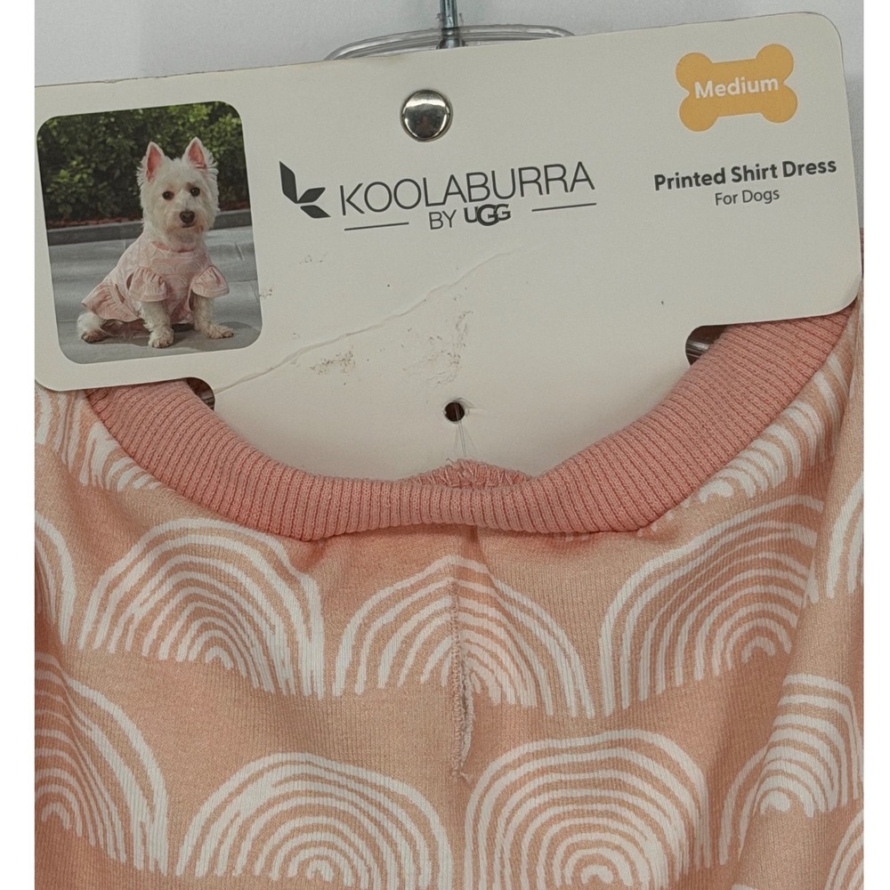 Koolaburra by UGG Dog Dress Peach Pink Rainbow Print Pet Shirt Medium NEW - Picture 2 of 5